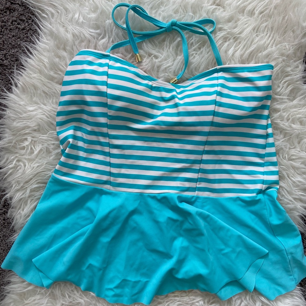 Like Ricki Peplum Swim Tankini Top XL
